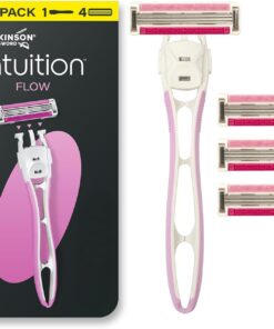 Wilkinson Sword Flow Maquinillas de afeitar para mujer, Pack ahorro, mango de afeitar para mujer más 4 recambios