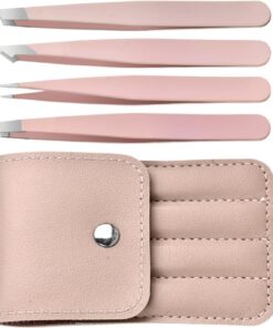 Pinzas para pestañas Punta de Precisión Inclinada, Herramienta de Belleza | Pinza para Depilación de Cejas y para Pestañas para Vello Facial, Depilación Nasal, Volumen, Aislamiento,