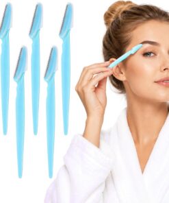 6 recortadores de pelo de cejas, maquinilla de afeitar de precisión para modelar cejas con cubierta protectora para detalles faciales y uso de viaje (azul)