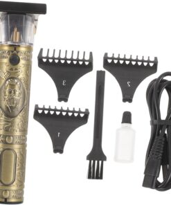 OUNONA Cortapelos de Encendido Buda de Eléctrico de Peluquería Cabeza Forma para 1200mah Carga USB, Batería Material Metálico y Cuatro Peines Incluidos, Corte Delicado y Botón