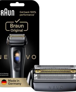 Braun NEVO Cabezal Original para Afeitadora Eléctrica Hombre, Negro | con 250 Láminas de Corte Y Lámina Ultra Gliding, Cabezal de Recambio Compatible con Las Máquinas de Afeitar NEVO