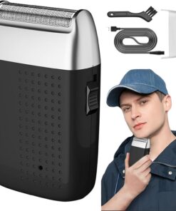 Recortador eléctrico de barba, maquinilla de afeitar de doble cabeza | portátil recargable por USB, herramienta ligera de aseo de barba para el hogar, viajes, oficina, escuela