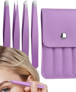 Pinzas para Extensiones de Pestañas Punta de Precisión Inclinada, | Pinza para Depilación de Cejas y para Pestañas para Vello Facial, Depilación Nasal, Volume