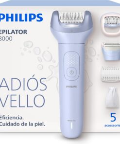 Philips Depiladora Serie 8000 - Depiladora eléctrica inalámbrica, uso en seco y en mojado, para piernas y cuerpo, con tecnología ProGuide, 5 accesorios, 60 minutos de autonomía, modelo BRE709/00