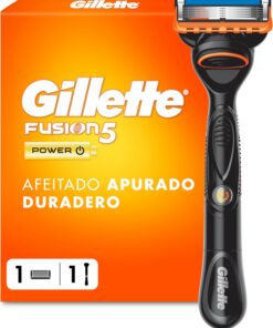 Gillette Fusion 5 Power Maquinilla de Afeitar Hombre con Hojas Antifricción (el embalaje puede variar) | 1 Mango con 1 Cuchilla de Afeitar con 5 Hojas Antifricción, Recortadora de Precisión Y Barra de Gel Lubricante