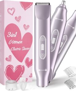 Afeitadoras para mujer, recortadora de bikini 3 en 1 para mujer, removedor de vello facial recargable, afeitadora eléctrica para mujer, recortadora de vello púbico para mujer, afeitadora eléctrica