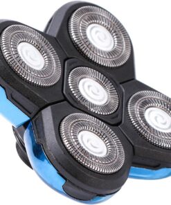 Cabezales de cuchilla de afeitar, 5 cabezales, cortador de barba, hoja de repuesto fácil de instalar, cabezal de afeitadora eléctrica para cabeza y cara (color: azul)