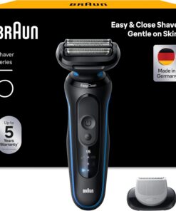 Braun Series 5 Afeitadora Eléctrica Hombre, 52-B1600S, Azul | Máquina de Afeitar Resistente al Agua, Recargable, 50 Min de Uso, con Cabezal de Recortadora Corporal, 2 Modos de Afeitado