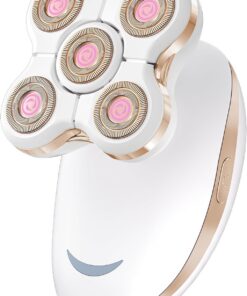 Maquinillas de afeitar eléctricas para mujer, cabeza de hoja flotante chapada en oro de 18 quilates, tiempo de funcionamiento de 90 minutos, IPX7, impermeable, húmeda y seca, sin dolor, para cara