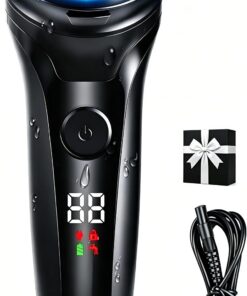Afeitadoras eléctricas para hombre, maquinilla de afeitar eléctrica inalámbrica con 90 minutos de tiempo de funcionamiento, 3 cuchillas flexibles giratorias de doble pista y IPX5 impermeable