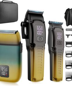 Zesuti Juego de cortadora de pelo profesional para hombres, kit de corte de pelo inalámbrico y recortadora de hoja en T sin espacio y afeitadora eléctrica de 8500 RPM con funda de EVA, regalo para