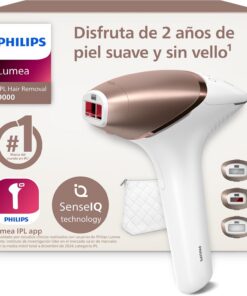 Philips Lumea serie 9000, dispositivo de depilación IPL, alternativa de depilación láser, tecnología SenseIQ, 3 accesorios para el cuerpo, la cara y zonas de precisión, con y sin cable, BRI955/00