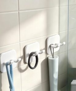 3 soportes multifuncionales para maquinilla de afeitar de pared, fáciles de instalar, sin taladrar, color blanco