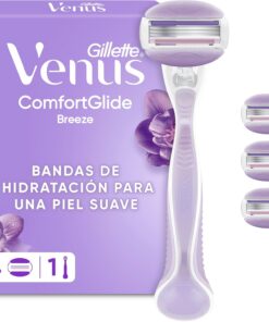 Gillette Venus ComfortGlide Breeze Máquinilla de Afeitar Mujer, 4 Recambios | 1 Mango Ergonómico + 4 Cuchillas de Afeitar con 3 Hojas Y Barras de Gel para Una Depilación Suave, Apurada Y Duradera