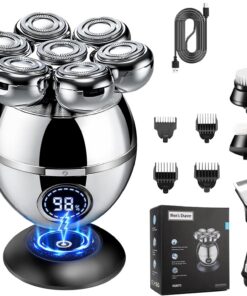 Afeitadoras de calavera para hombre, maquinilla de afeitar 7D de cabeza calva, afeitadora rotativa 6 en 1 húmeda y seca, cortadora eléctrica impermeable IPX7 con pantalla LED, recargable