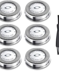 Poweka 6 cabezales de repuesto HQ56 para afeitadora HQ3 HQ4 HQ55 HQ56 HQ6, cabezales de afeitado compatibles con afeitadoras eléctricas Philipss Norelcos HQ300 HQ442 HQ916 HS190 HQ6990