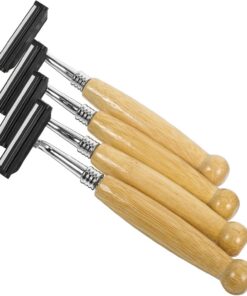 Maquinilla de Afeitar Manual de Seguridad para Hombre con Mango de Bambú Ecológico Acero Inoxidable Resistente Pack de 4 Unidades Afeitadora Clásica para Piel Sensible y
