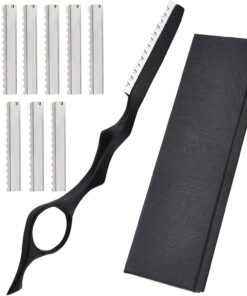 Maquinilla de afeitar profesional de acero inoxidable con corte de pluma (negro)