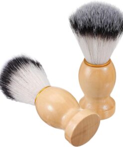 VICASKY Brochas de Afeitar 2 Piezas Cerdas de Nylon y Mango de Madera Ideales para Barbería y Limpieza de Vello Facial Después del Afeitado para Hombre
