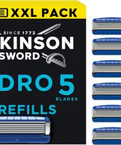 WILKINSON SWORD - Hydro 5 cuchillas de afeitar para hombre, con revestimiento de carbono, gel hidratante y recortadora de precisión, paquete de 12 recambios de cuchillas de afeitar