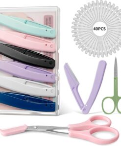 SWEET VIEW Kit de maquinilla de afeitar Dermaplan de 48 piezas para mujer para rostro y cejas | Con tijeras para cejas, herramienta de afeitado de microcuchillas faciales