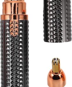 Recortadora de Cejas y Vello Nasal Recargable Portátil Negra Abs | 1 Juego, sin Cable, Diseño Abs Compacto, Uso Multiusos para Rostro y Viaje