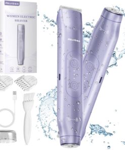 Akunbem Recortadora de bikini para mujer, maquinilla de afeitar eléctrica 2 en 1 para mujer | Afeitadora eléctrica de doble cabeza IPX7 para cuerpo húmedo y seco, removedor de vello facial para axilas, piernas y brazos