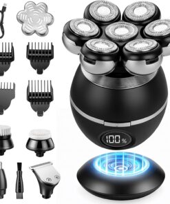 BEE&FLOWER The Ultimate Shaver para hombres y mujeres – Removedor de pelo impermeable húmedo y seco sin dolor para cabeza calva, piernas, cara, kit de aseo recargable con pantalla LED (negro)