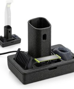 Enhon Base de carga compatible con maquinilla de afeitar eléctrica Norelco OneBlade 360, base de carga con agujeros de drenaje y ventana de señal de carga para mango de afeitadora, cuchillas y
