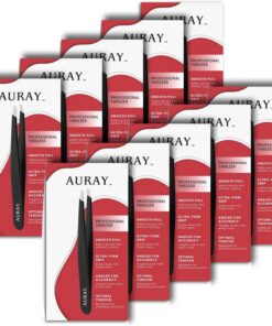 AURAY - Pinzas de depilación facial de acero inoxidable para hombres y mujeres en color negro con punta inclinada para depilar fácilmente (10)