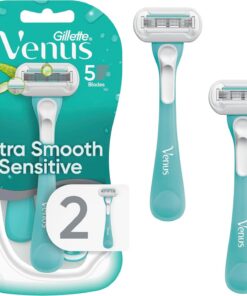Gillette Venus Maquinillas de afeitar desechables extra suaves y sensibles para mujeres con piel sensible, 2 unidades