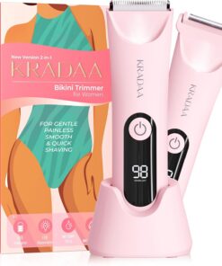 Recortadora de bikini para mujer vello púbico: maquinillas de afeitar eléctricas recargables para mujer, afeitadora eléctrica indolora, impermeable, IPX7 (rosa)