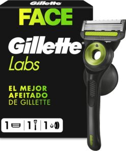 GilletteLabs Con Barra Exfoliante, Afeitadora Para Hombre Edición Neon Night, 1 Mango - 1 Hoja, Incluye Soporte De Pared Magnético Para Un Almacenamiento Fácil