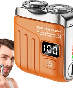 Máquina de Afeitar Eléctrica Compacta Pantalla Digital Mini Carga USB | Afeitadora Impermeable para Afeitar Rostro y Barba para el Cuidado Masculino en Viaje y en el Hogar