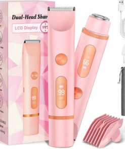 Afeitadora y recortadora eléctrica 2 en 1 indolora para mujer, IPX7, impermeable, inalámbrica, húmeda/seca, para piernas, axilas, línea del bikini, cuerpo y cara, maquinilla de afeitar recargable de