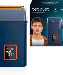 Cecotec Afeitadora Laminar Profesional PrecisionCare X-Trimm Shave. Cuerpo de Cuero, Motor 9000RPM, 3 Velocidades, Cuchillas de Titanio, Pantalla LED, Autonomía 2h, Tapa Protectora y Bolsa de Viaje