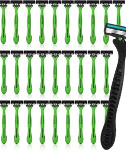 32 piezas de maquinilla de afeitar desechables para hombre, 3 cuchillas, para pieles sensibles, cómodas afeitadas para la cabeza, regalo de vuelta a la escuela