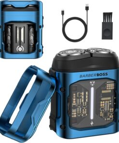 BarberBoss Afeitadora rotativa de bolsillo para hombre, afeitadora eléctrica compacta, miniafeitadora rotativa portátil para hombre, QR-2721