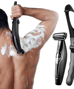 Afeitadora de espalda para hombre con mango largo, maquinilla de afeitar eléctrica multifuncional con mango desmontable, recortadora para hombres con accesorio de espalda para uso húmedo y