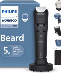 Philips Norelco - Recortadora de barba serie 5000, recortadora facial para hombre, tecnología BeardSense 100% impermeable, recortadora de precisión con peines que se desvanecen, cuchillas