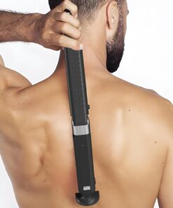 Groom Essentials - Afeitadora eléctrica de espalda para hombre, extensión de 150°, mango extensible, afeitadora multifuncional para espalda, fácil de viajar, diseño plegable (recargable, extendida)