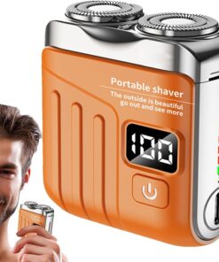 Afeitadora de viaje pequeña Pantalla digital, diseño compacto y portátil | Recortador de barba con carga USB para el Cuidado Masculino en Viaje y en el Hogar