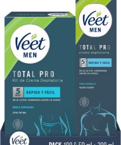 Veet Men Kit de Depilación para Zonas Íntimas del Cuerpo, 100 ml + 50 ml, + Veet Men Crema Depilatoria Corporal para Hombre, 200ml