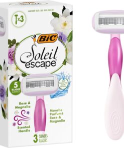 BIC Maquinillas para Mujer Soleil Escape con Mango Perfumado (Rosa y Magnolia) - Caja de 3