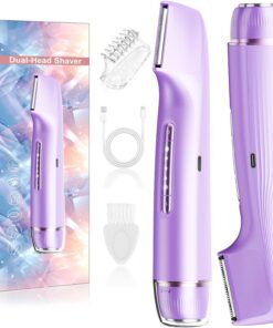 Recortadora de bikini para mujer 2 en 1, afeitadora eléctrica de doble cabeza para mujer, maquinilla de afeitar eléctrica para vello púbico, IPX7, impermeable, recargable, depilación facial para