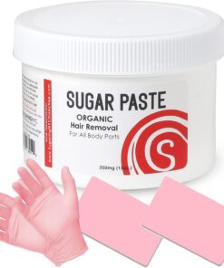 Paquete de pasta de azúcar – Pasta de azúcar de 12 oz para piel sensible y conjunto de guantes y dos aplicadores de plástico