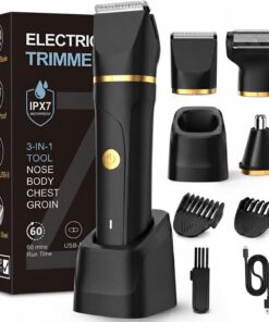 Manscape - Recortadora de cuerpo para hombre, 3 en 1, afeitadora de nariz y barba para hombres, IPX7 impermeable, recortadora de bolas recargable por USB, kit de aseo para hombres con 2 peines, pelo
