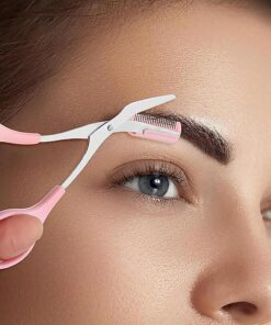 Kit de corte de cejas de acero inoxidable y tijeras de afeitar con peine, herramientas profesionales de aseo de cejas para una forma precisa