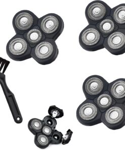 3 cabezales de repuesto universales de 5 cuchillas, compatibles con afeitadoras Freebird, recambios de afeitadora eléctrica para hombres calvos con 1 cepillo de limpieza (paquete de 3)