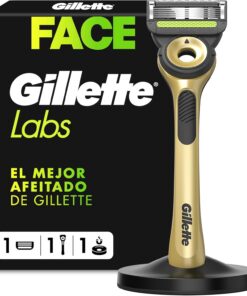 Gillette Labs Afeitadora Hombre Con Barra Exfoliante Champion Gold, Mango Reutilizable Y 1 Cartucho De Recarga GilletteLabs Tiene 5 Mejores Cuchillas De Marca, Afeitado Facial Cómodo